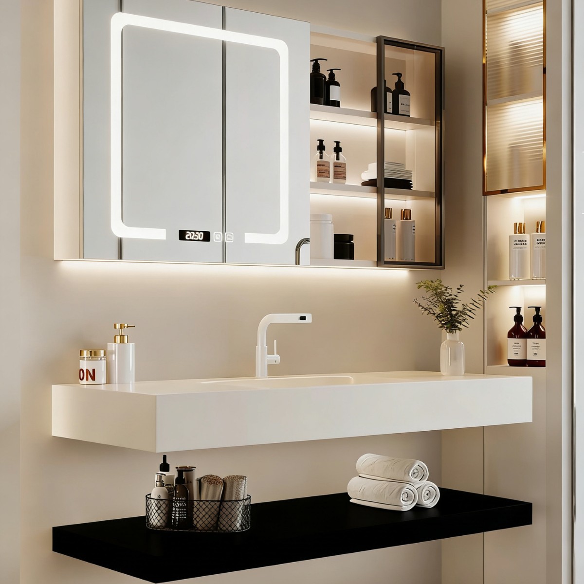 Bathroom cabinet double-layere